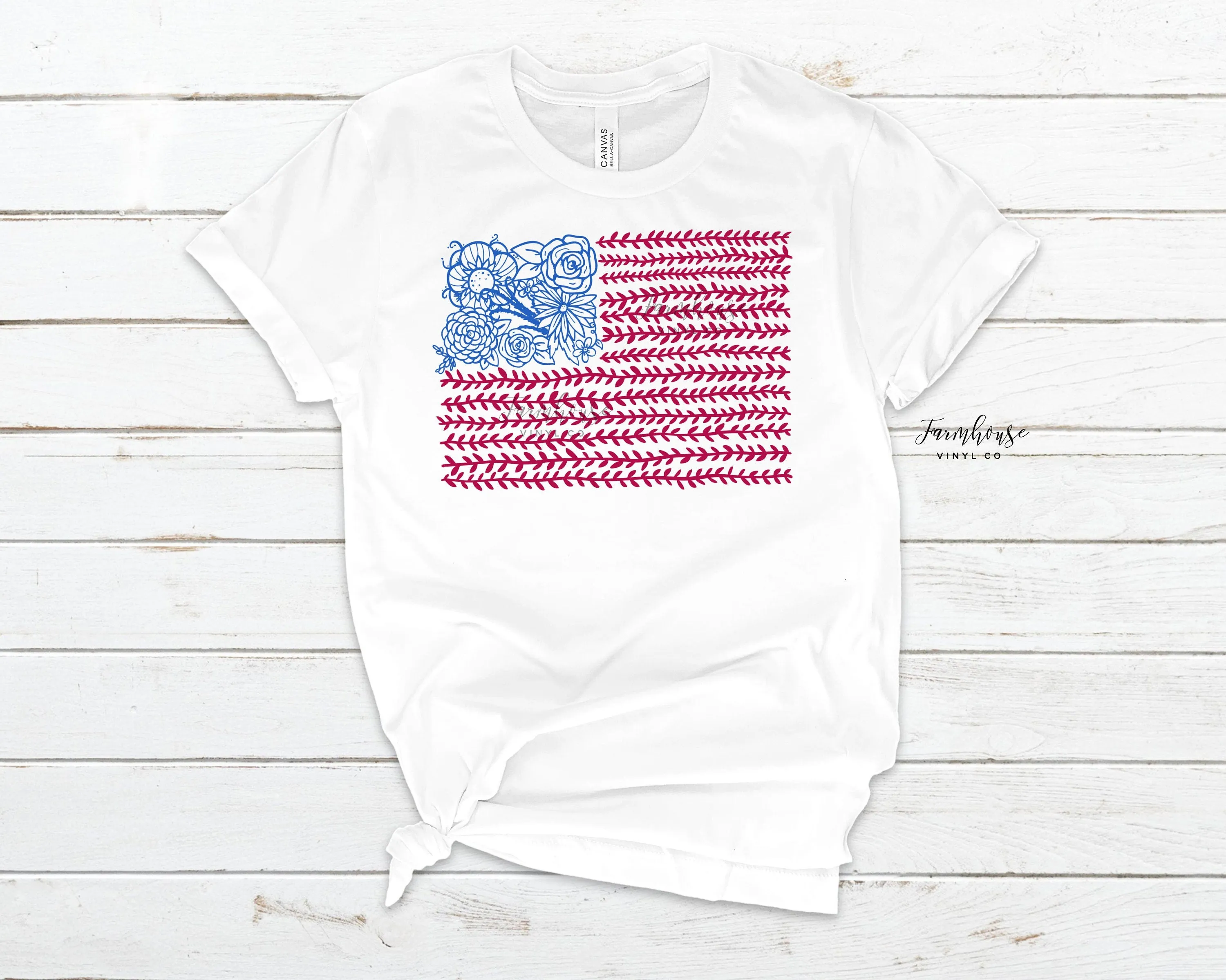 4th of July Floral Flag Shirt