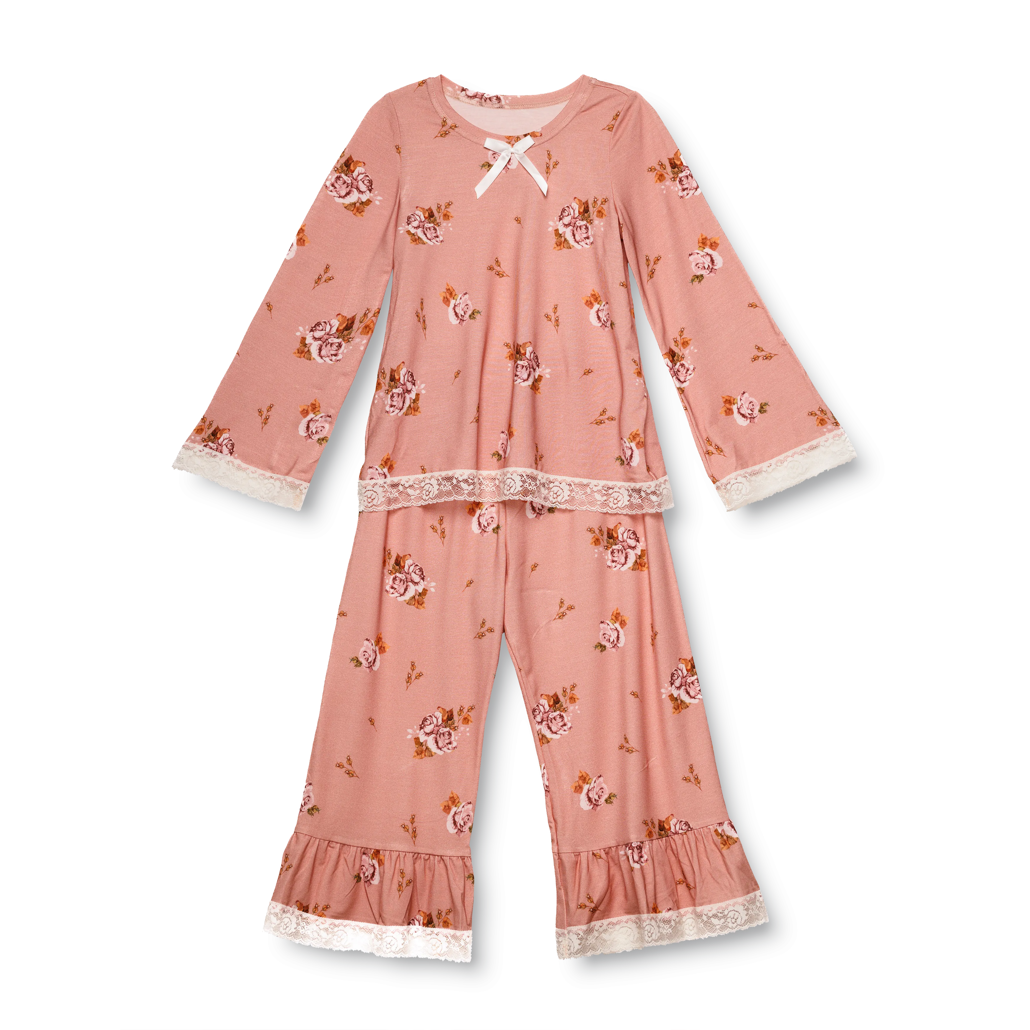 ALYA - GIRLS PYJAMA SET IN DUSTY PINK FLOWERS