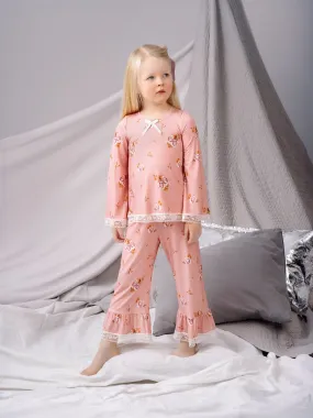 ALYA - GIRLS PYJAMA SET IN DUSTY PINK FLOWERS