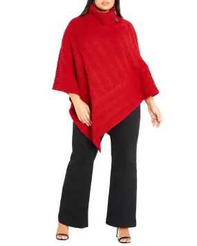 Aria Button Poncho | Red