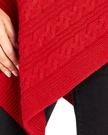 Aria Button Poncho | Red