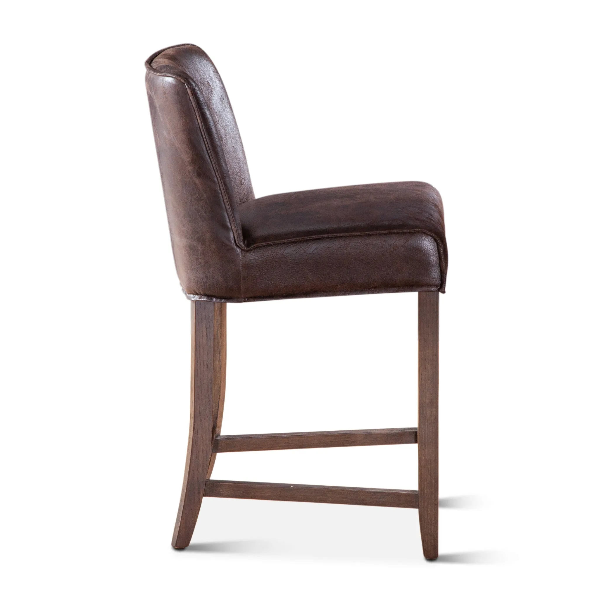 Avery Casual Dark Brown Leather Counter Chair with Matte Brown Legs