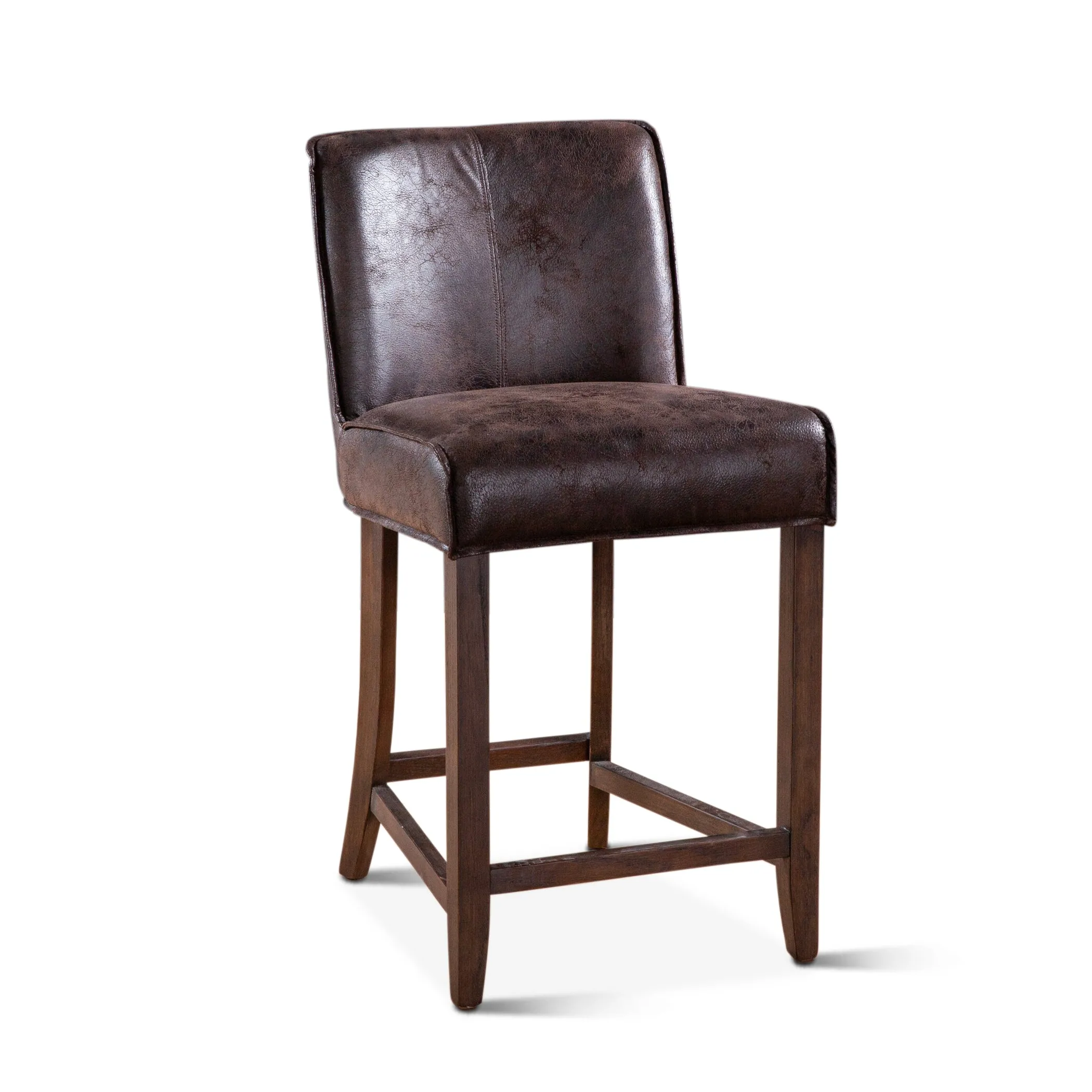 Avery Casual Dark Brown Leather Counter Chair with Matte Brown Legs