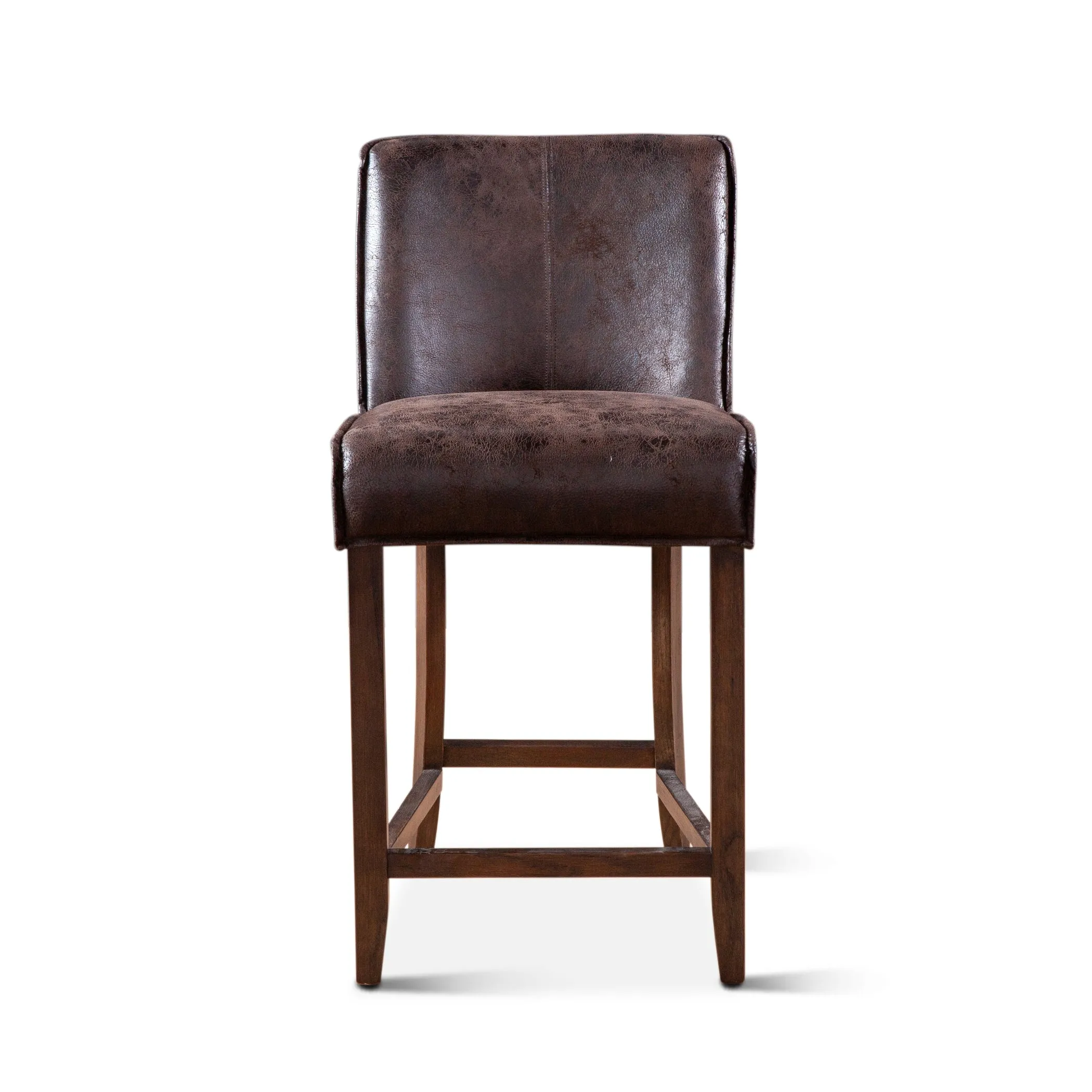 Avery Casual Dark Brown Leather Counter Chair with Matte Brown Legs