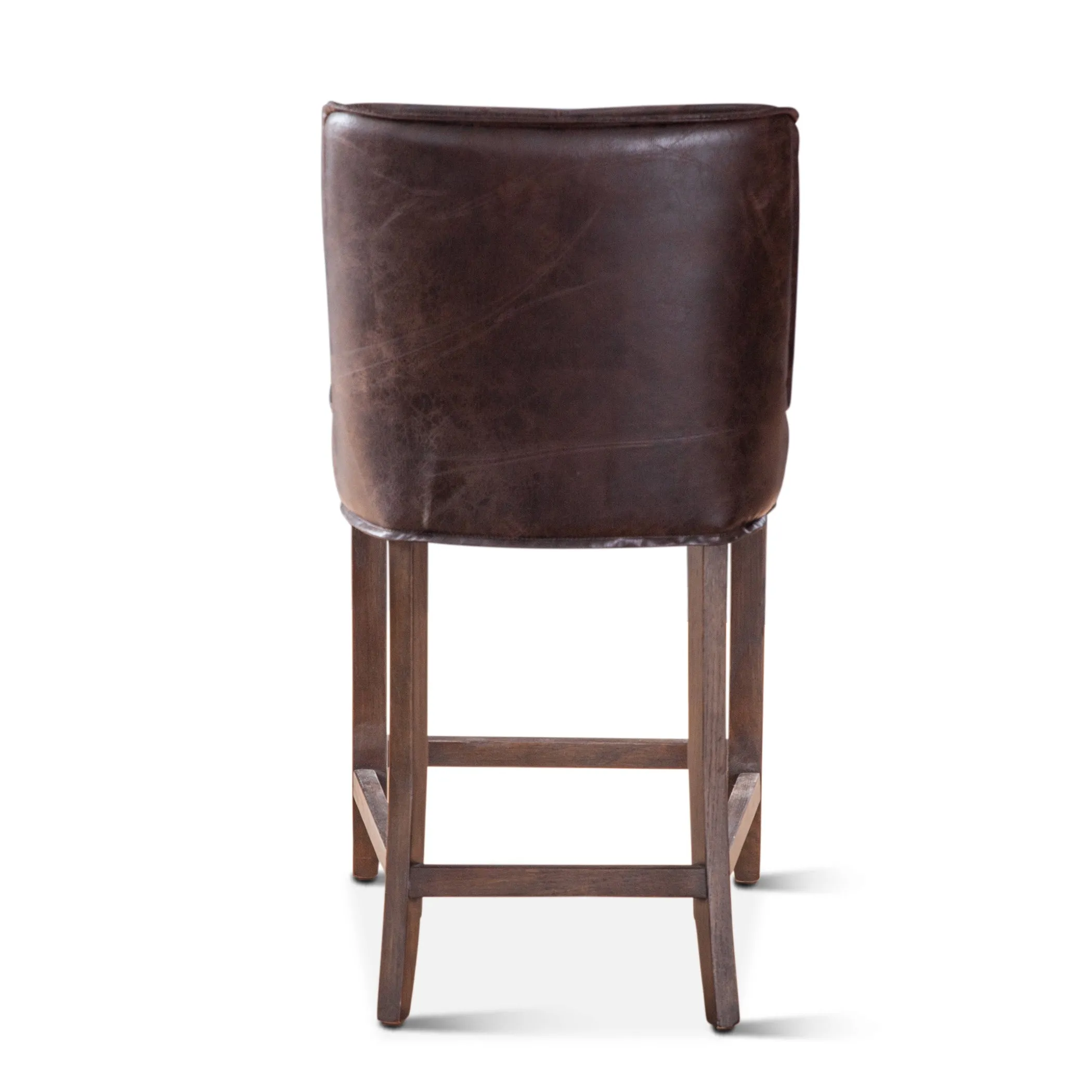 Avery Casual Dark Brown Leather Counter Chair with Matte Brown Legs