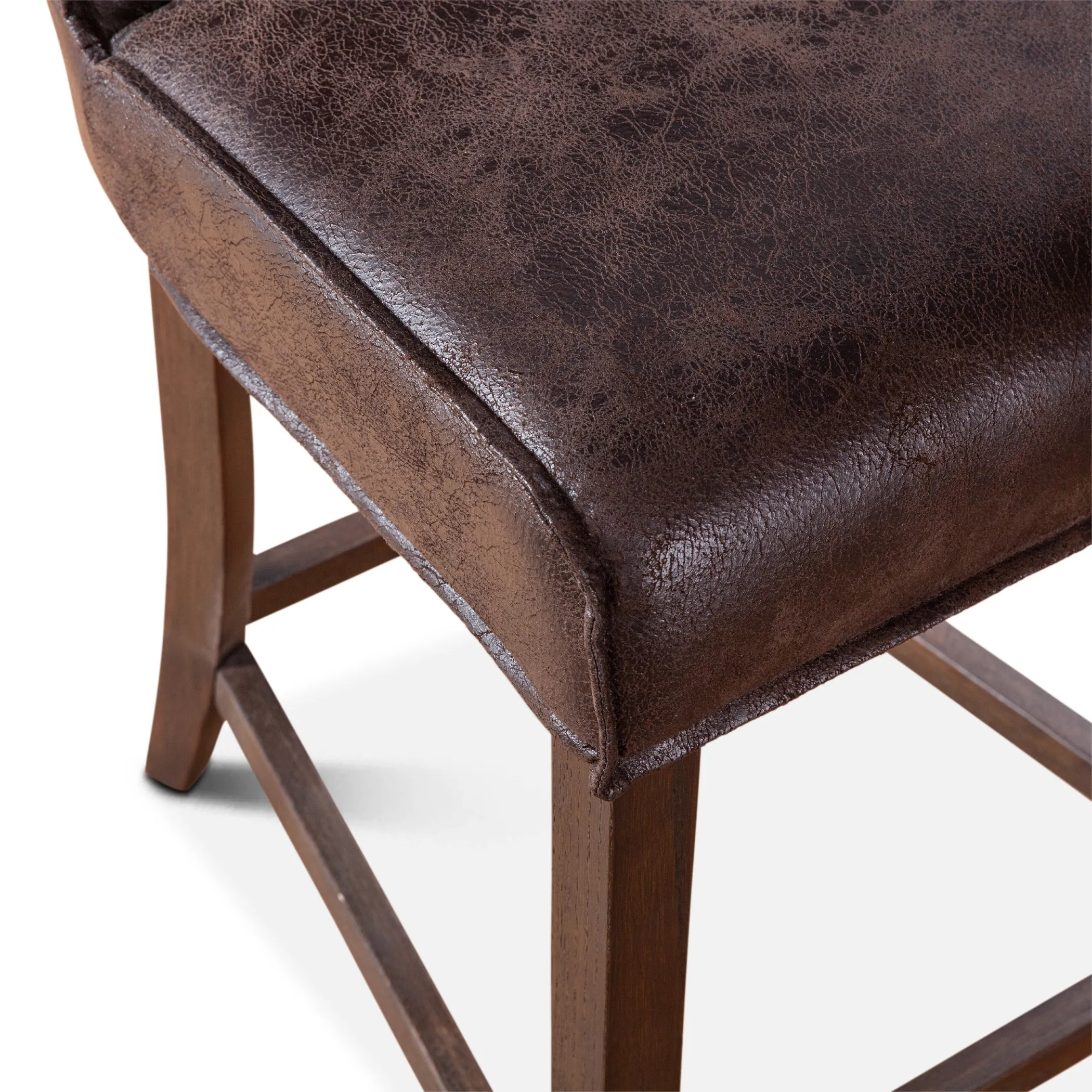 Avery Casual Dark Brown Leather Counter Chair with Matte Brown Legs