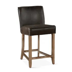 Avery Casual Dark Brown Leather Counter Chair with Natural Legs