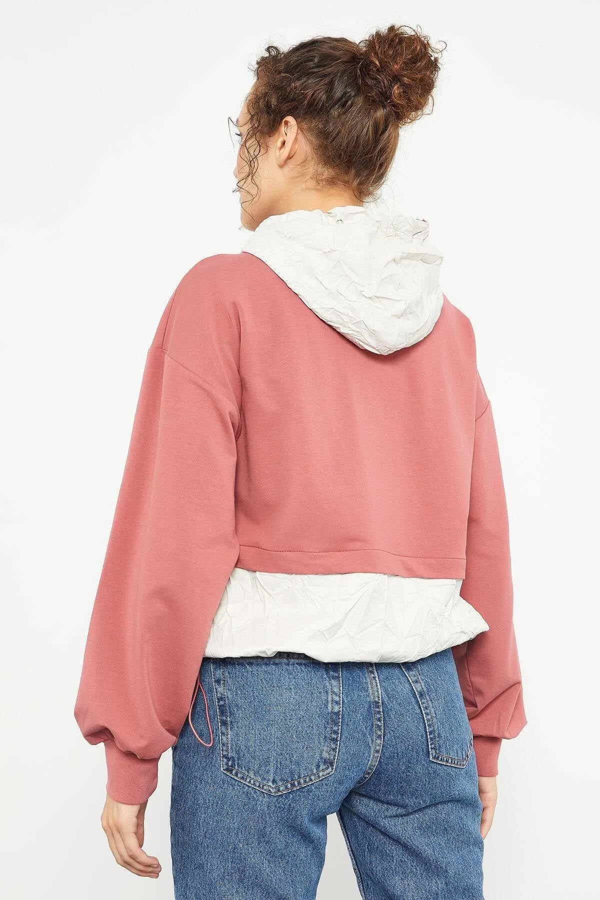 balon kol paraşüt kumaş detayli kadin oversize sweatshirt - 97167