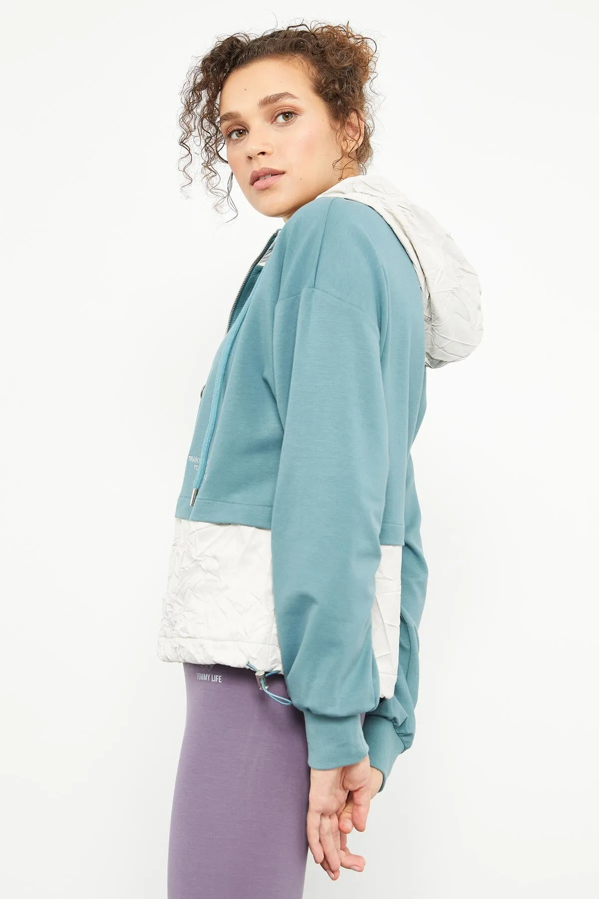 balon kol paraşüt kumaş detayli kadin oversize sweatshirt - 97167