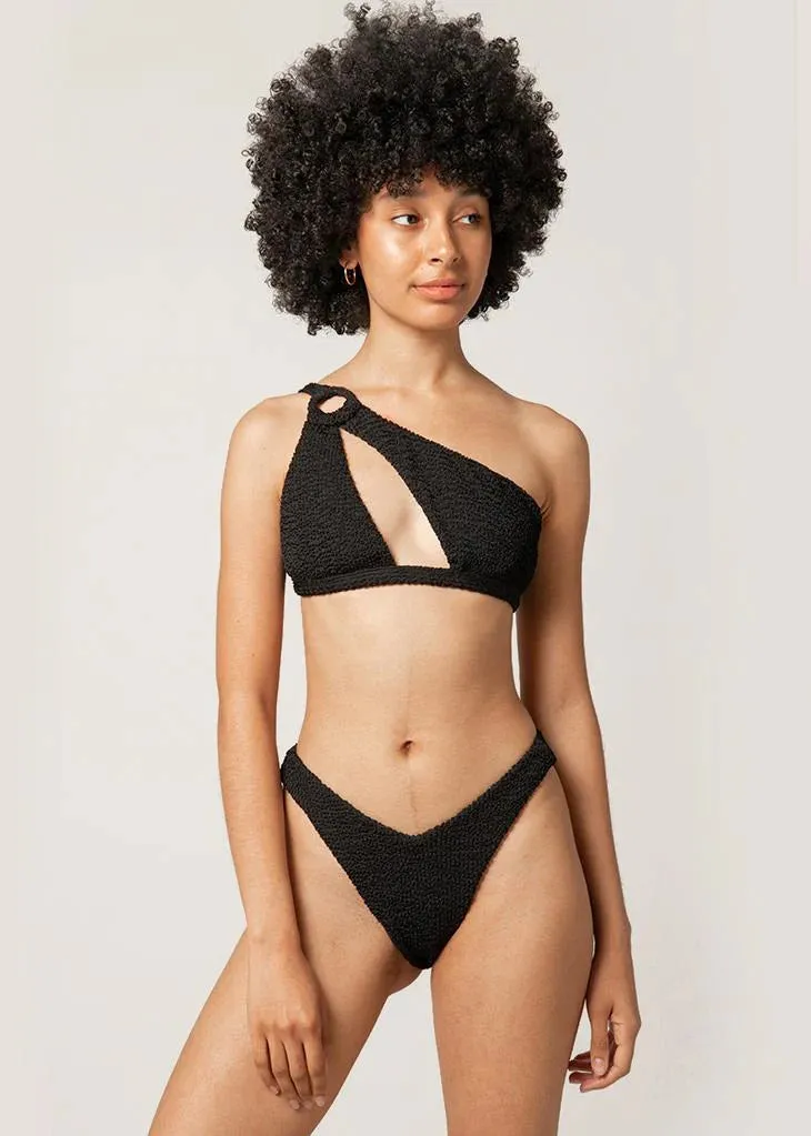 bikini top - amalfi asymmetric - black