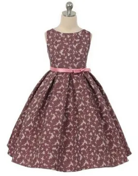 Blossomy Floral Print Flower Girl Dress - Dusty Rose