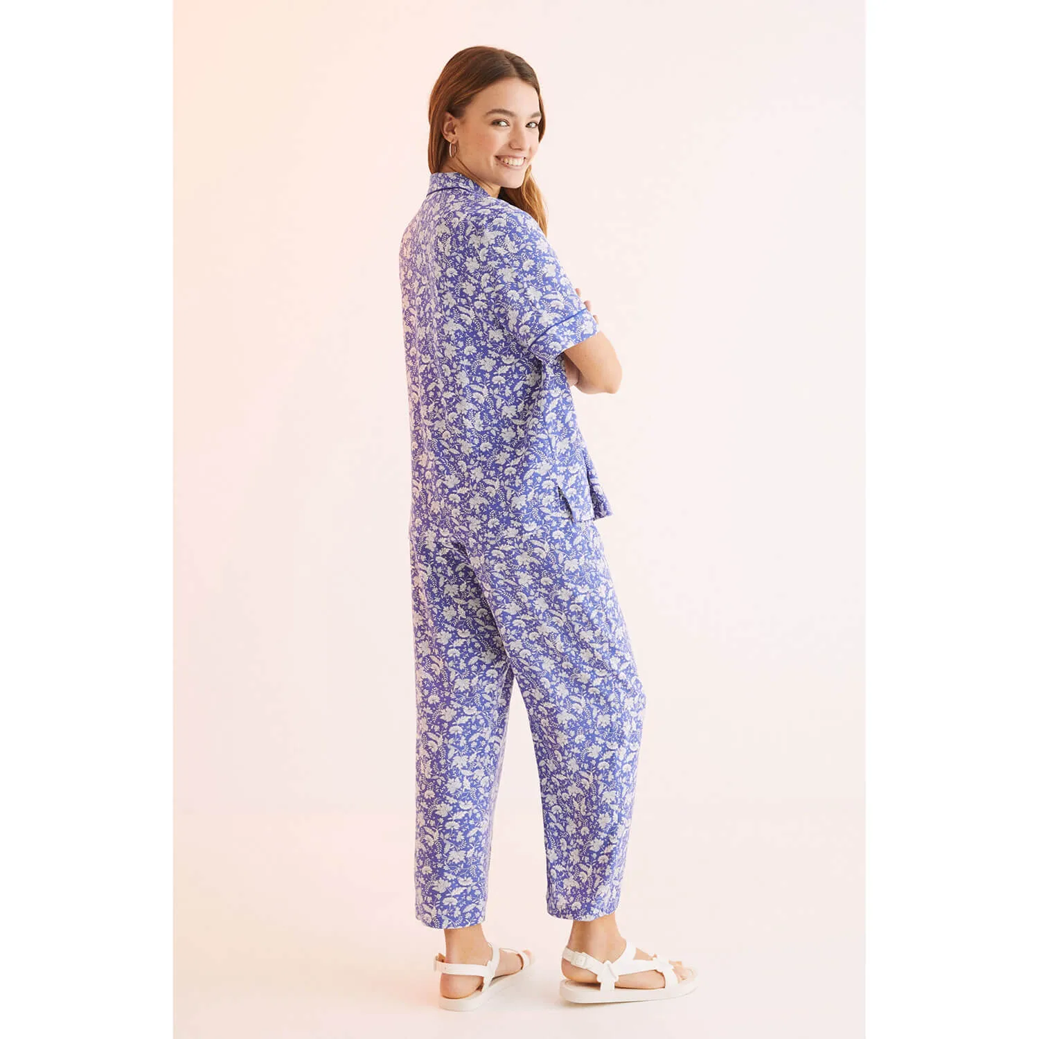 Blue Printed Classic Pyjamas - Blue