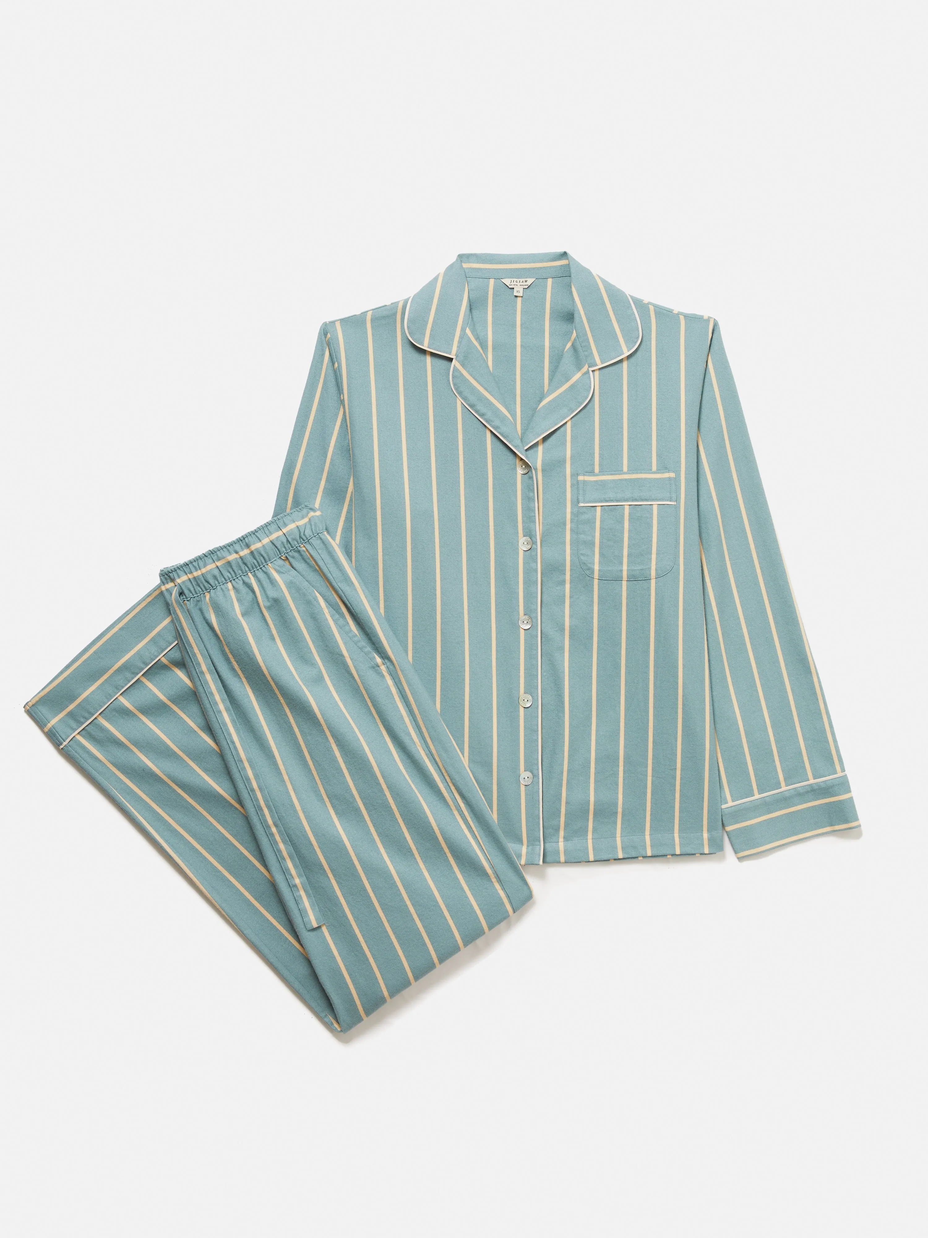 Brushed Twill Stripe Pyjamas | Blue