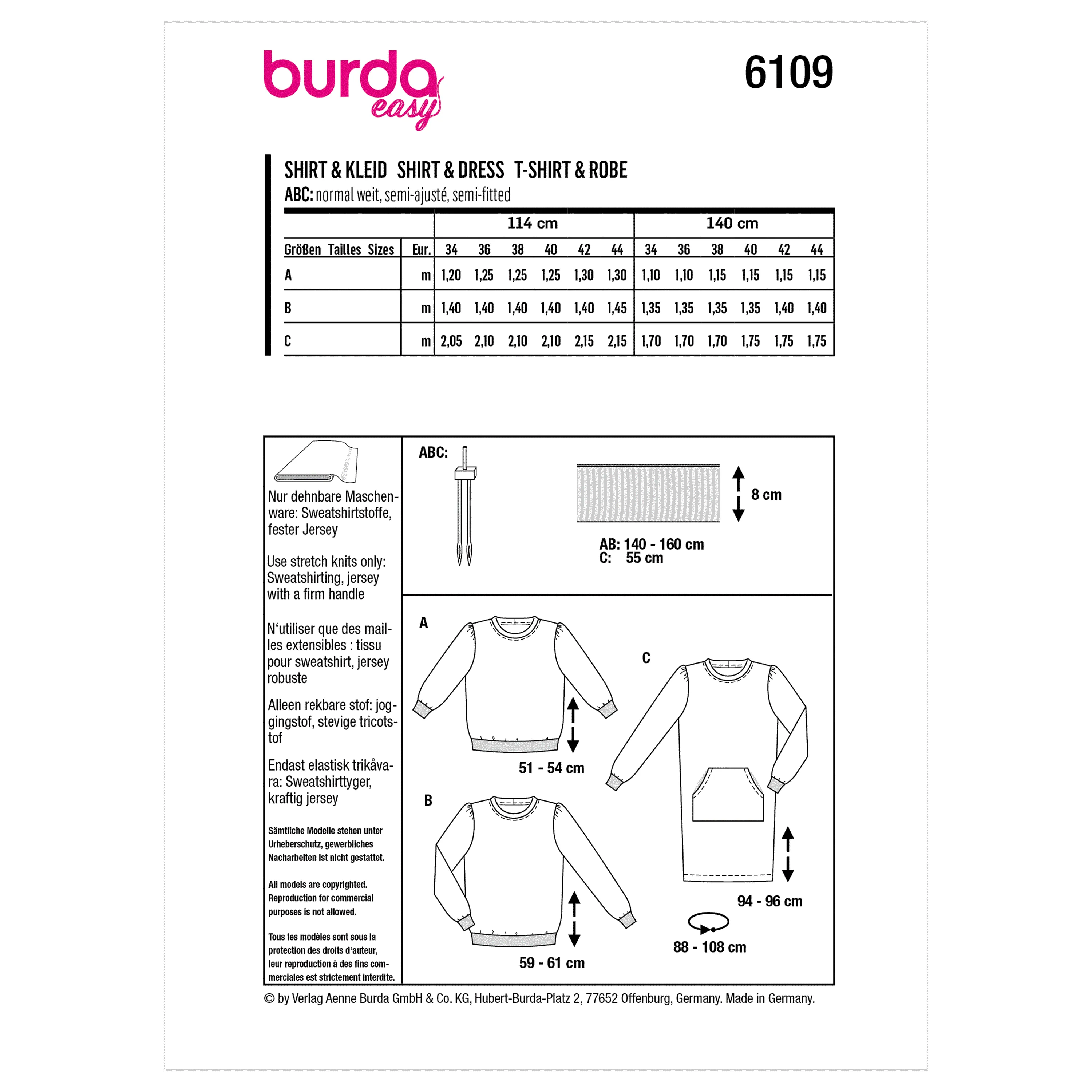 Burda Sewing Pattern 6109 Sweatshirt