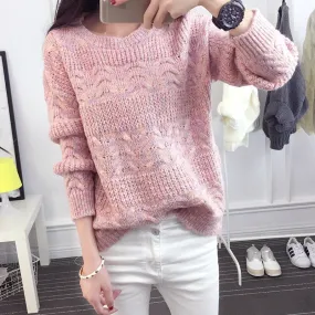 Color Knitting Female Casual Sweater