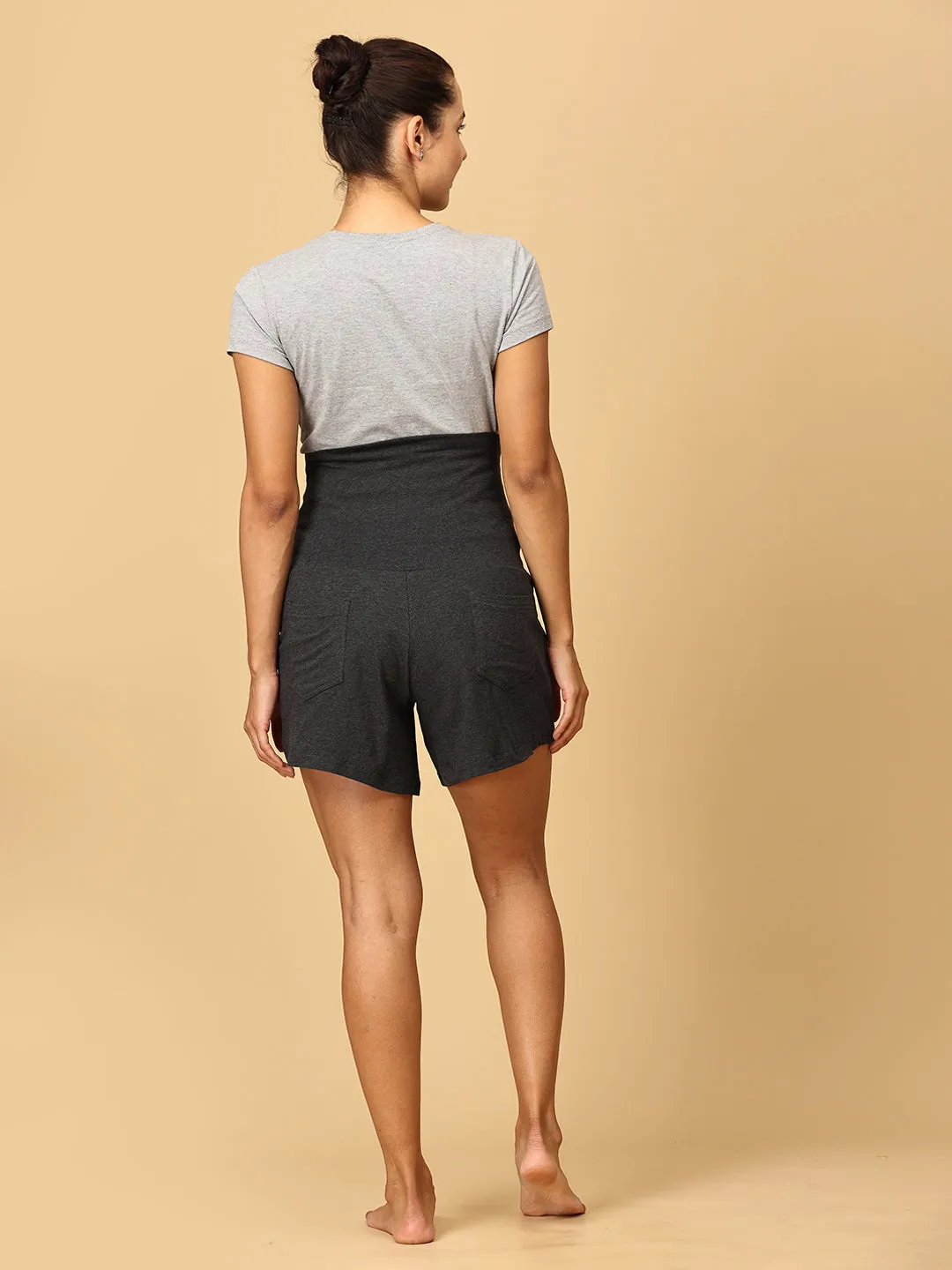 Comfy Maternity Shorts- Grey Melange