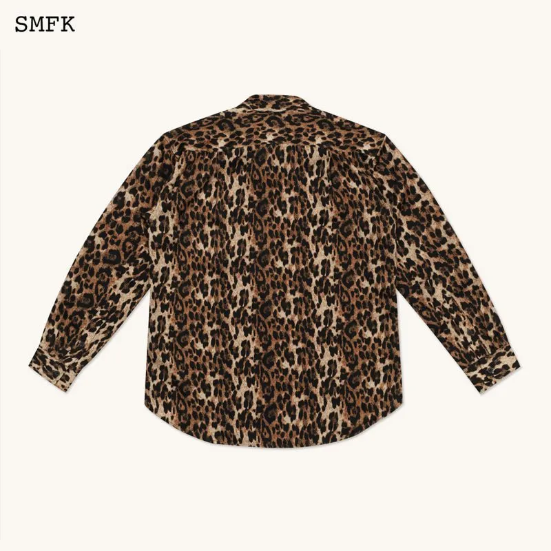 Compass Leopard Satin Oversized Shirt