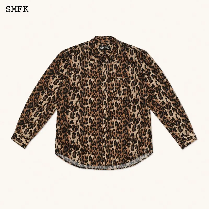 Compass Leopard Satin Oversized Shirt