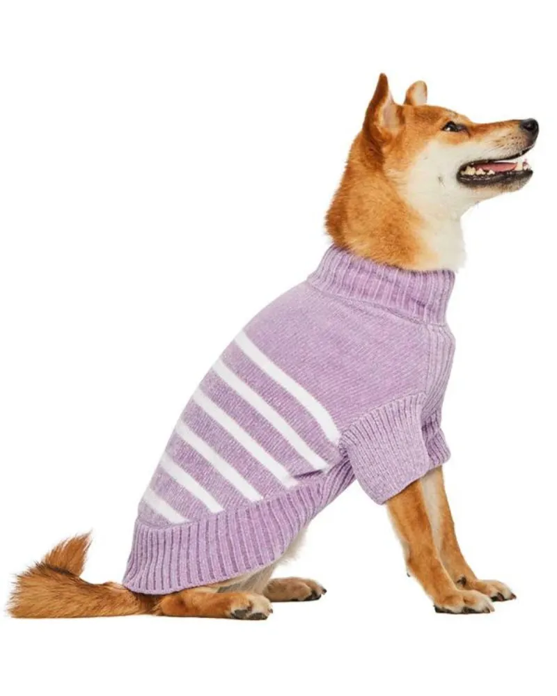 Cozy Soft Chenille Striped Dog Sweater in Lavender Frost (FINAL SALE)