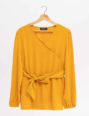 Cross Neck Tops - Yellow