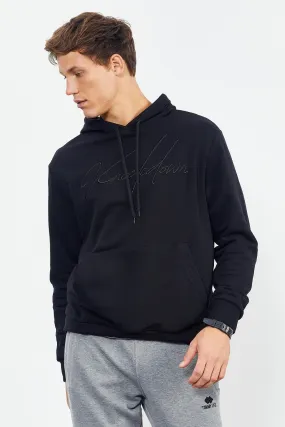 el yazisi nakişli kapüşonlu rahat form erkek sweatshirt - 88007