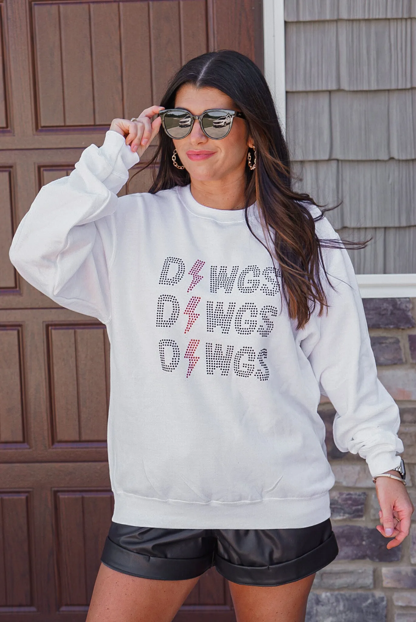 Electric Dawgs White Rhinestone Sweatshirt