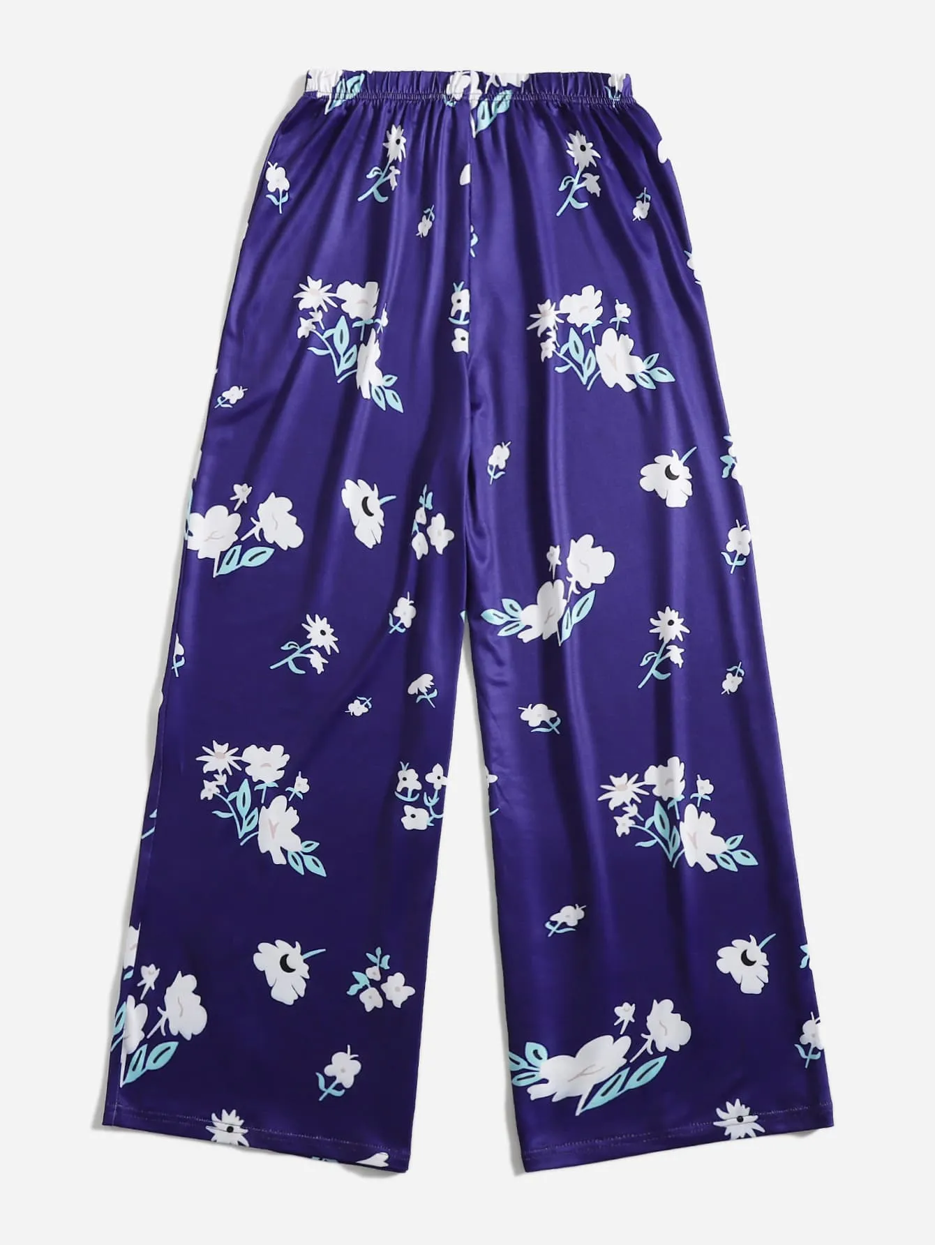 Elegant Floral Tie Front Women Sleep Bottoms