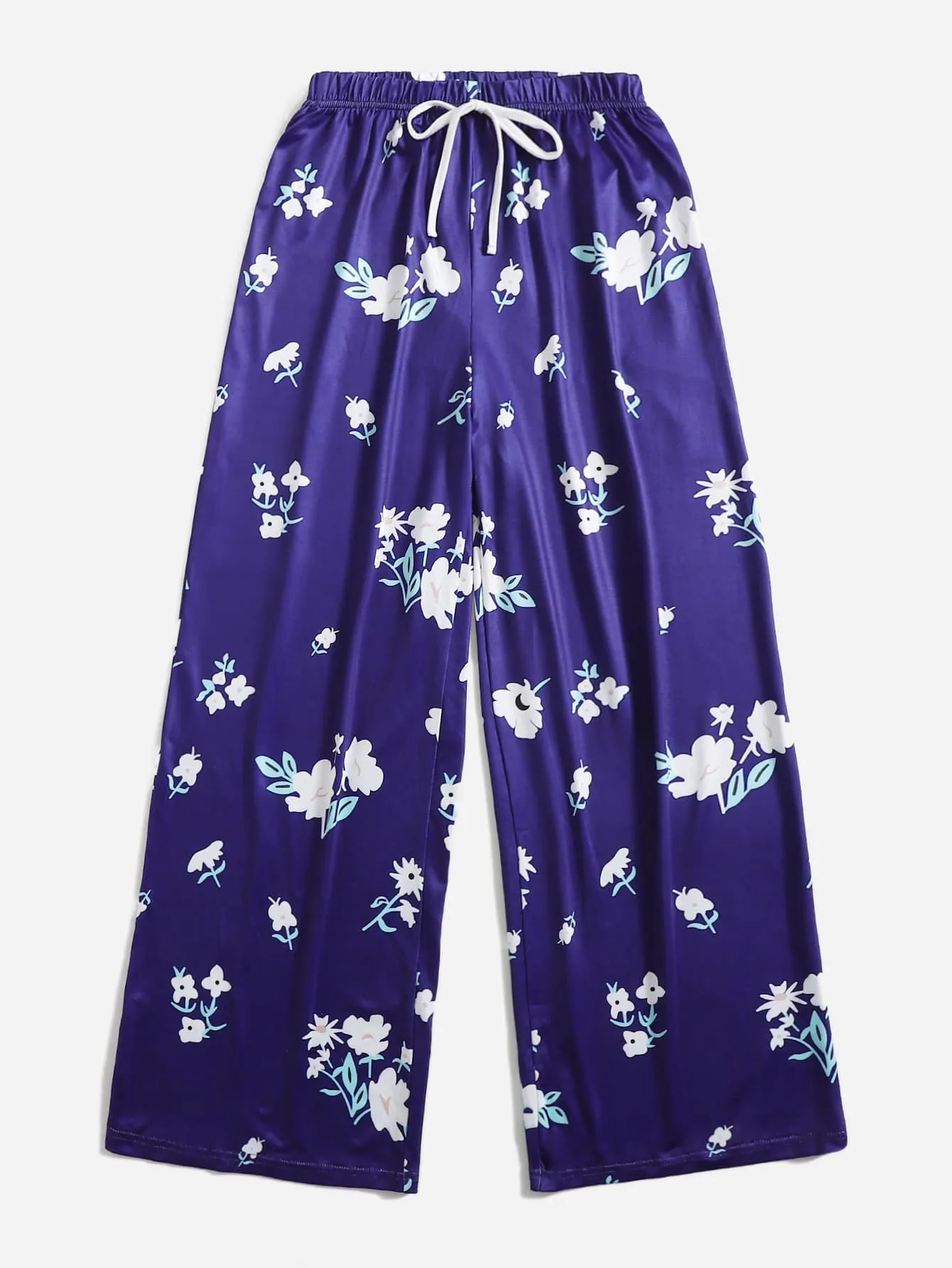 Elegant Floral Tie Front Women Sleep Bottoms