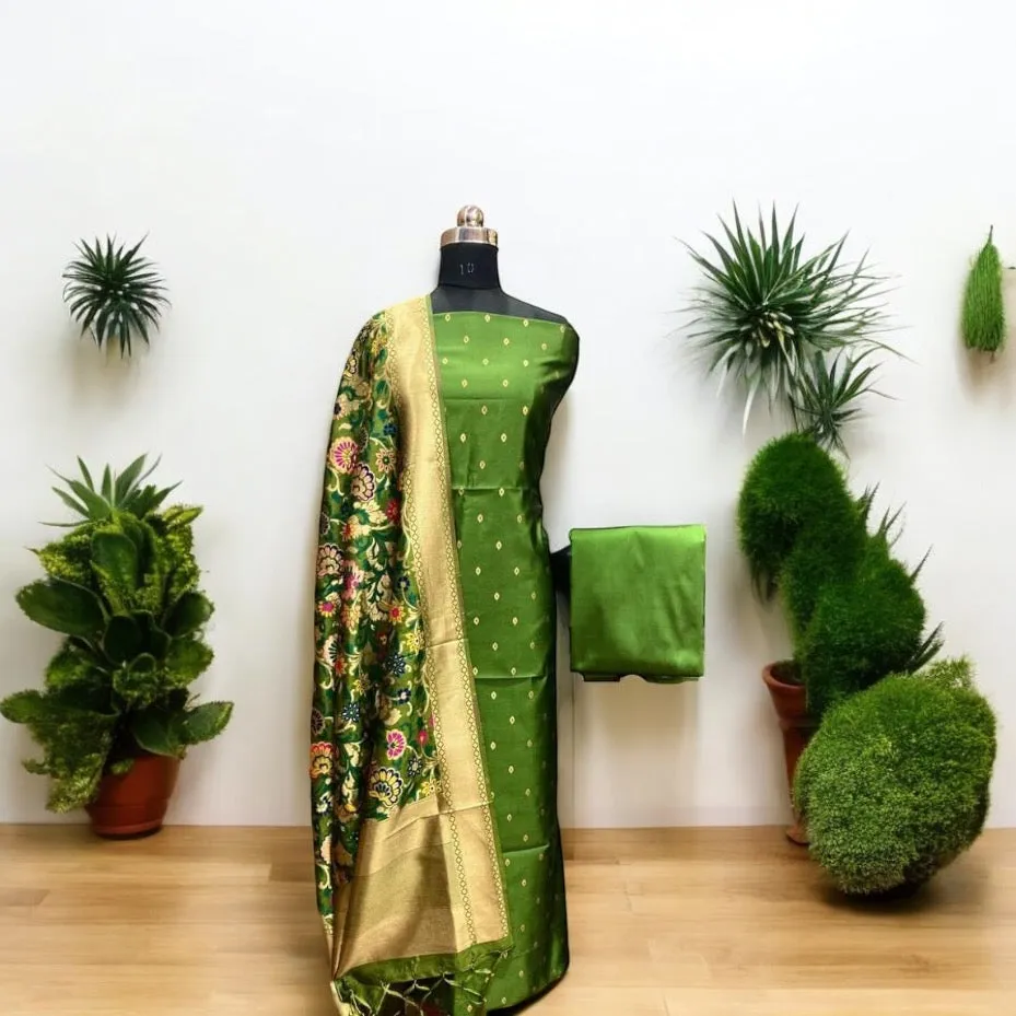 Elegant Green Silk Dress Materials