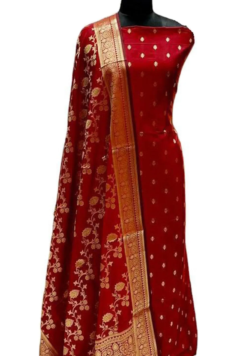 Elegant Red Banarasi Silk Suit Set