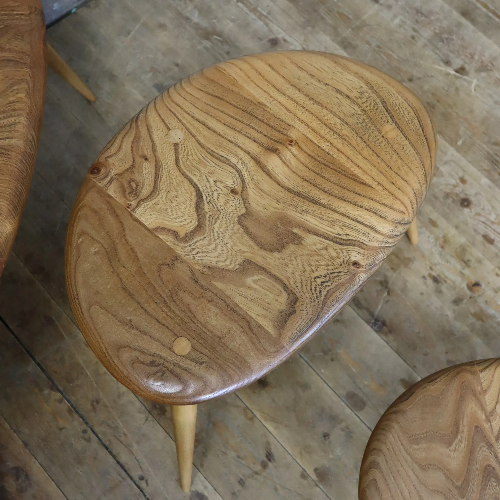 Ercol Elm & Beech Pebble Nest of Tables - 0707f