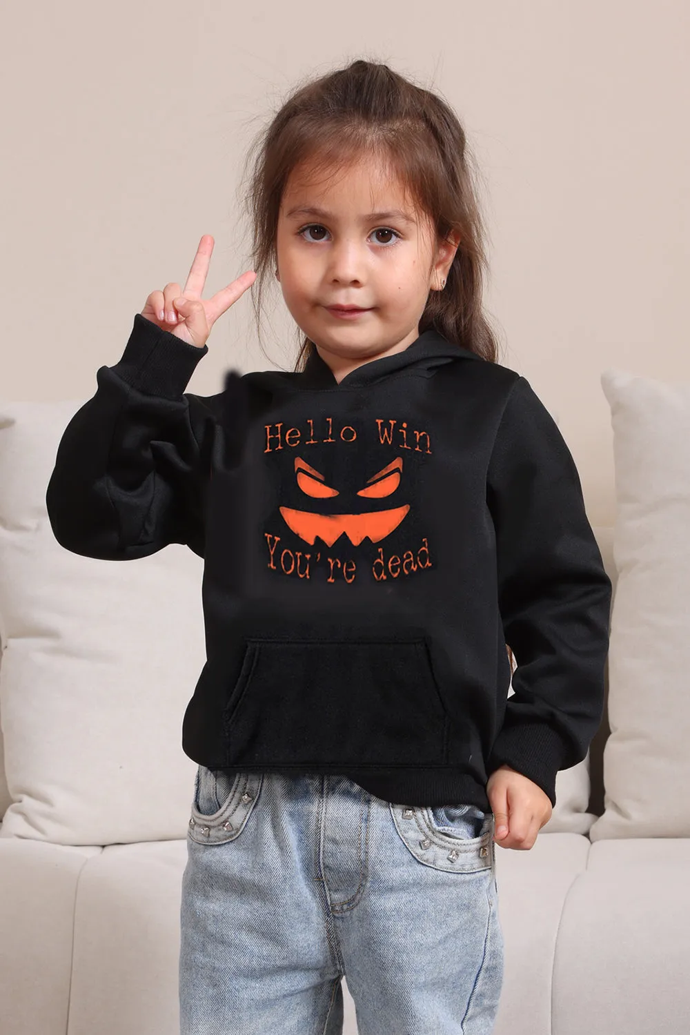 Evil Black Pumpkin Halloween Hooded Family Sweatshirts