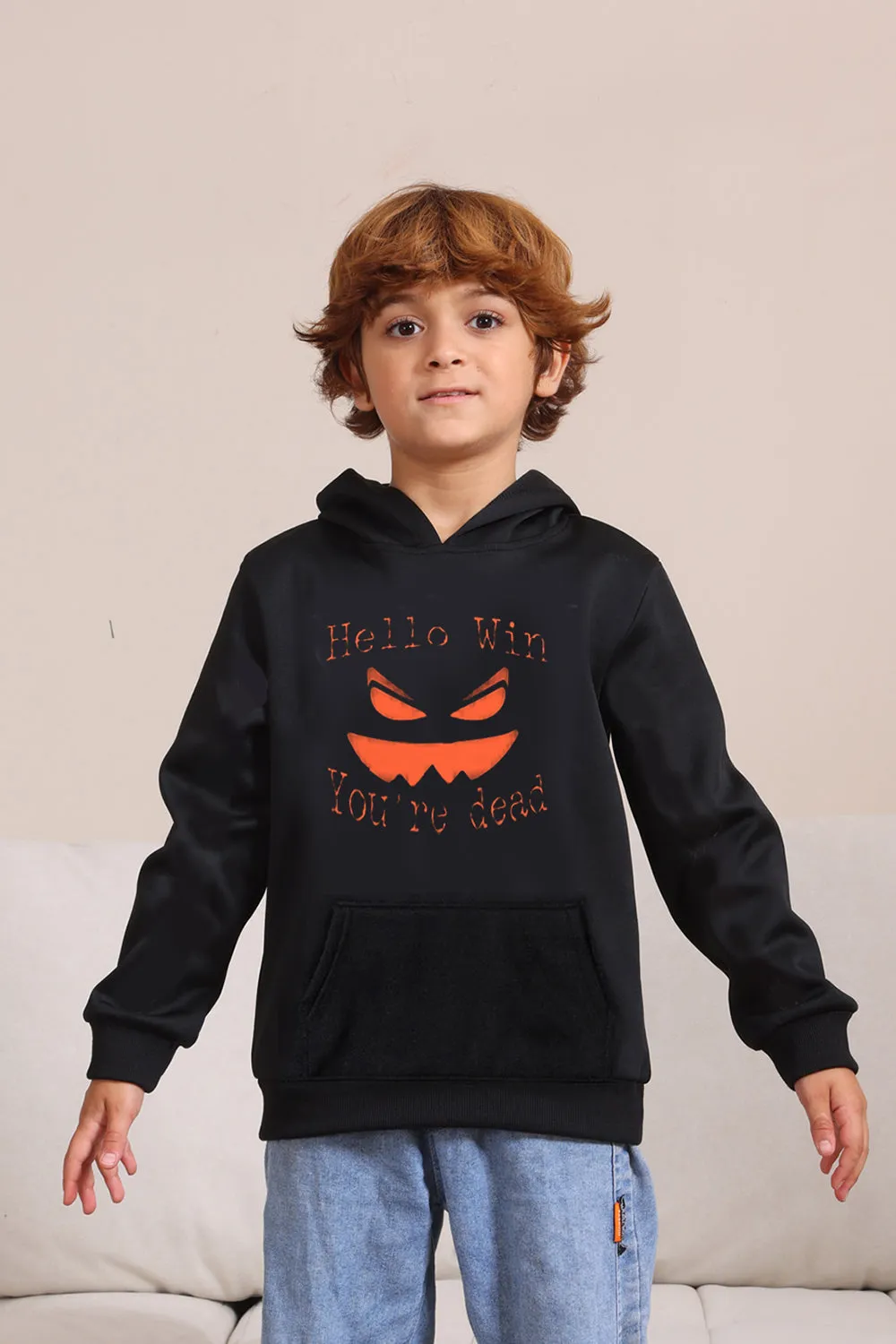 Evil Black Pumpkin Halloween Hooded Family Sweatshirts