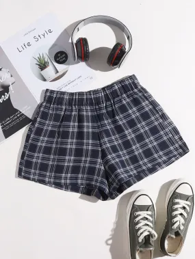 Ezwear Plaid Wide Leg Shorts