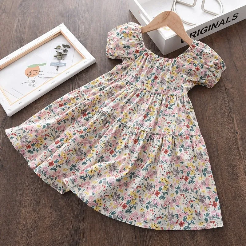 Floral Cotton Knee-Length Dress