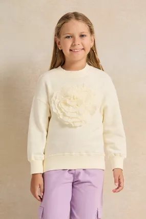 Girls Ivory Embellished Sweatshirt