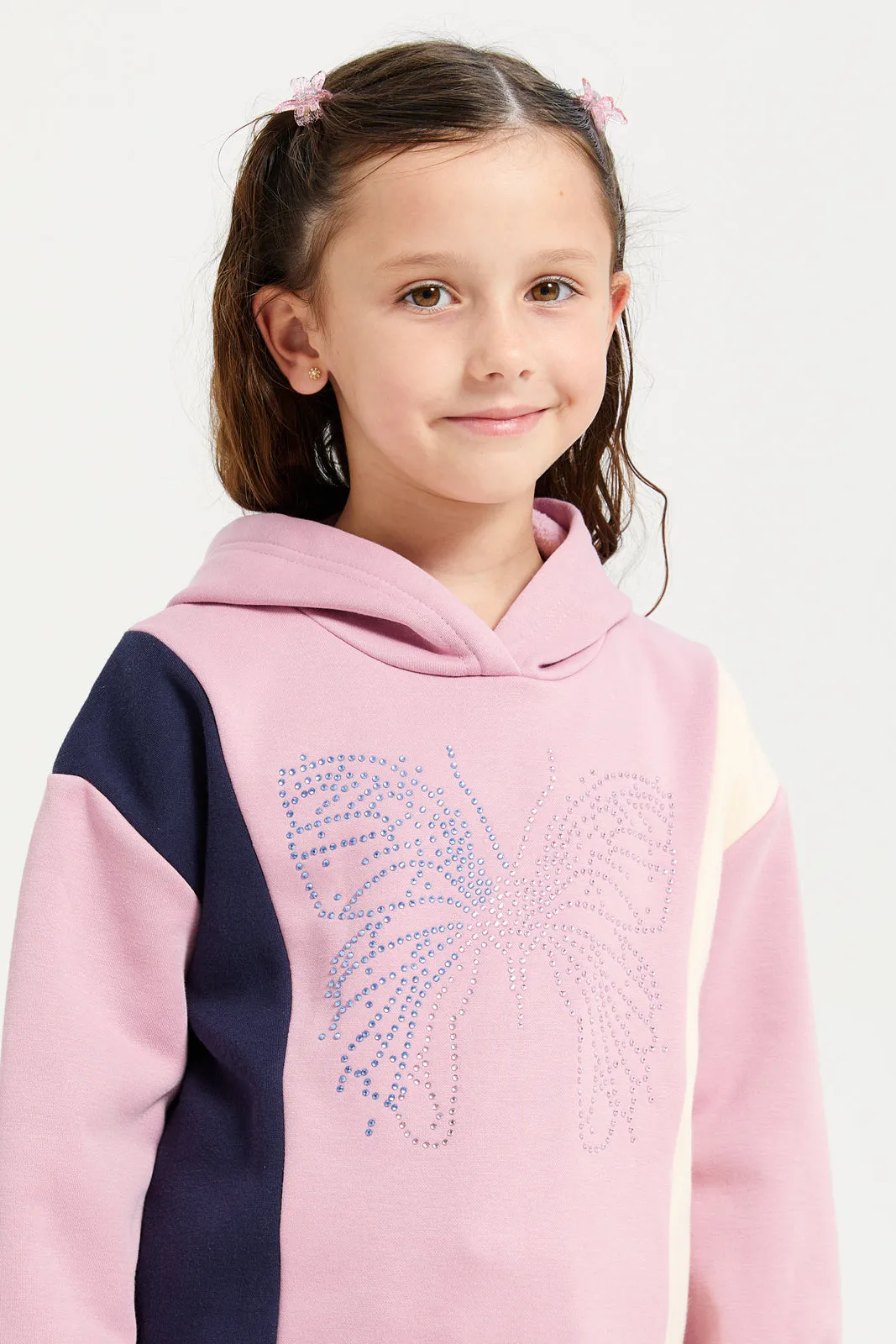 Girls Pink Hooded Sweatshirt