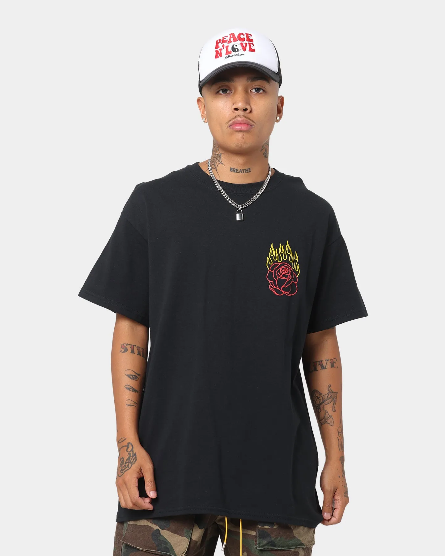 Goat Crew Fire Rose T-Shirt Black