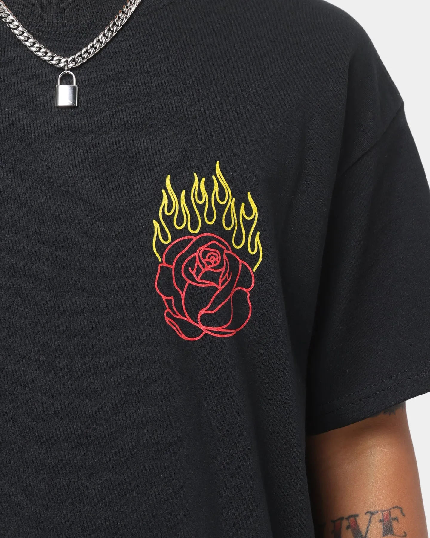 Goat Crew Fire Rose T-Shirt Black