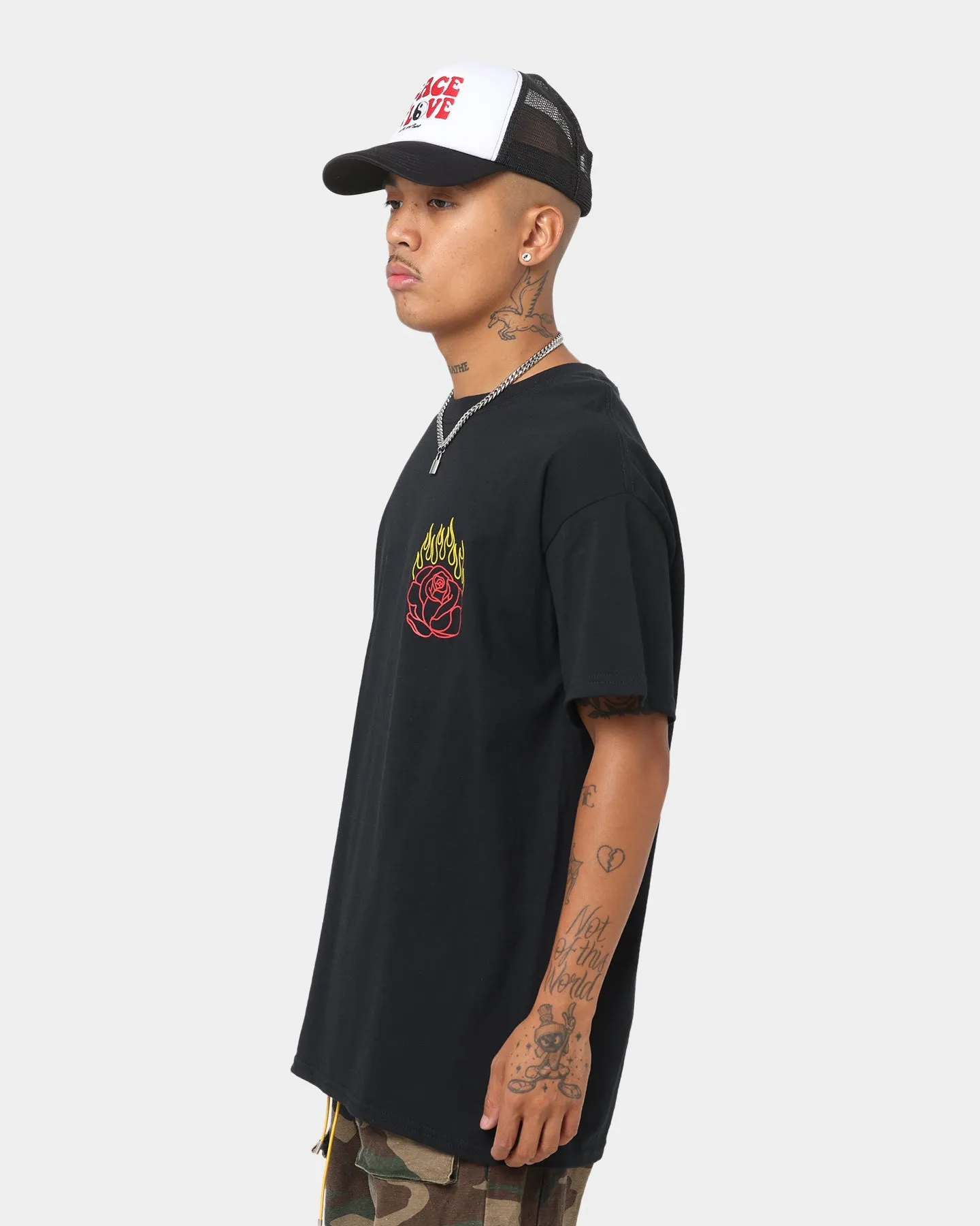 Goat Crew Fire Rose T-Shirt Black