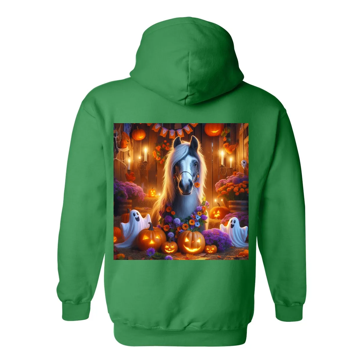 Halloween Ghost Pony Party Pull Over Front Pocket Hoodie Sweatshirts