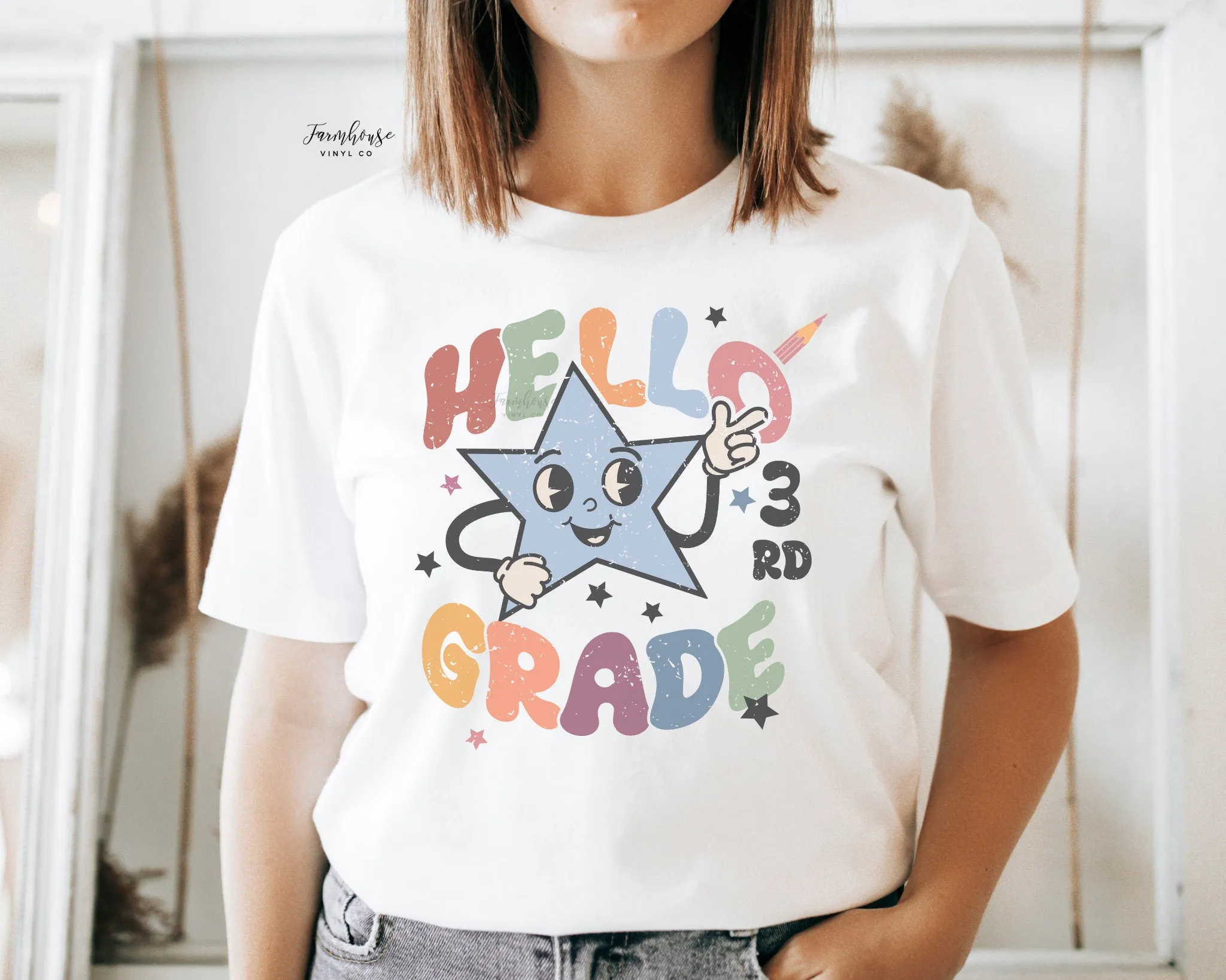 Hello First Grade Retro Star Shirt