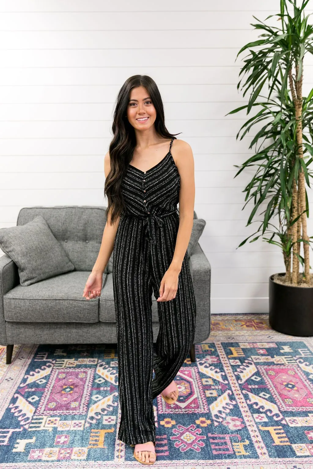 Julia Button-Down Jumpsuit In Black