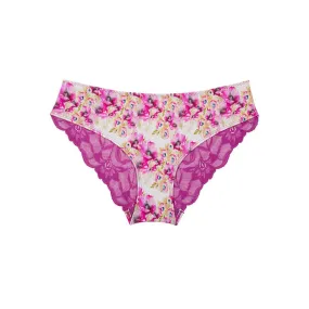 Lace Bum Bikini Brief - Floral Prints