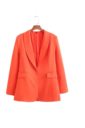 ‘Lily’ Simple Orange Blazer Coat