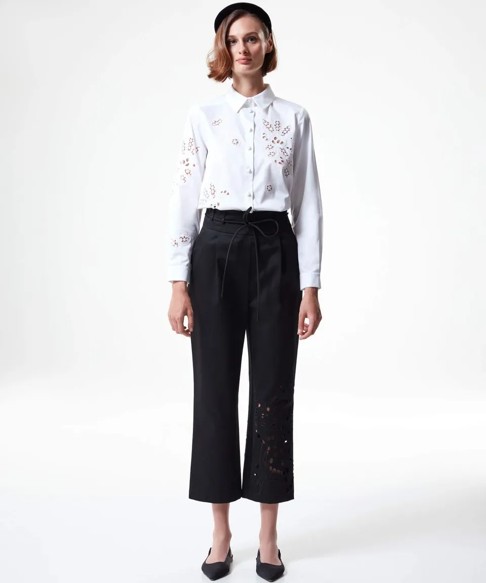 Machka All Over Cut Out Poplin Shirt White