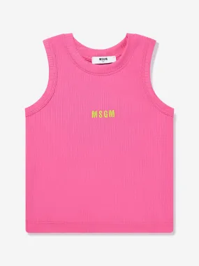 MSGM Girls Ribbed Tank Top in Pink