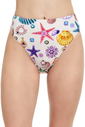 Multicolored White sands High Waist Bikini Bottom