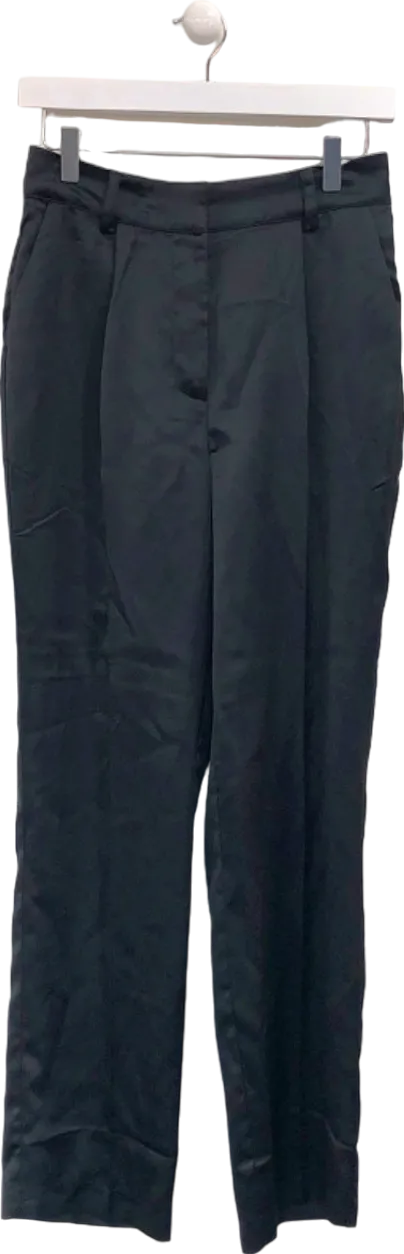 NA-KD Black Satin High Rise Suit Pants UK 8