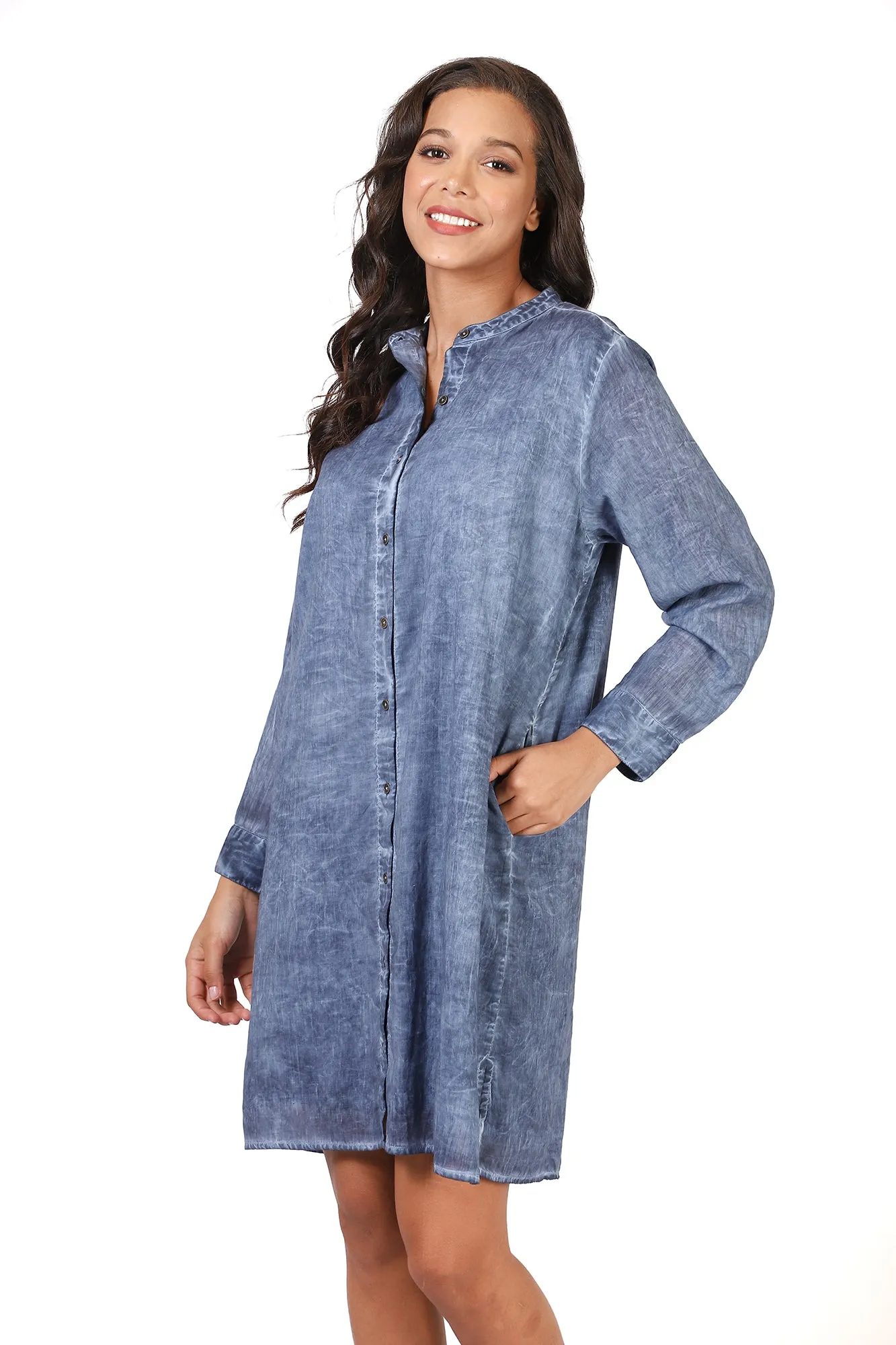 Navy Denim Voile Dress